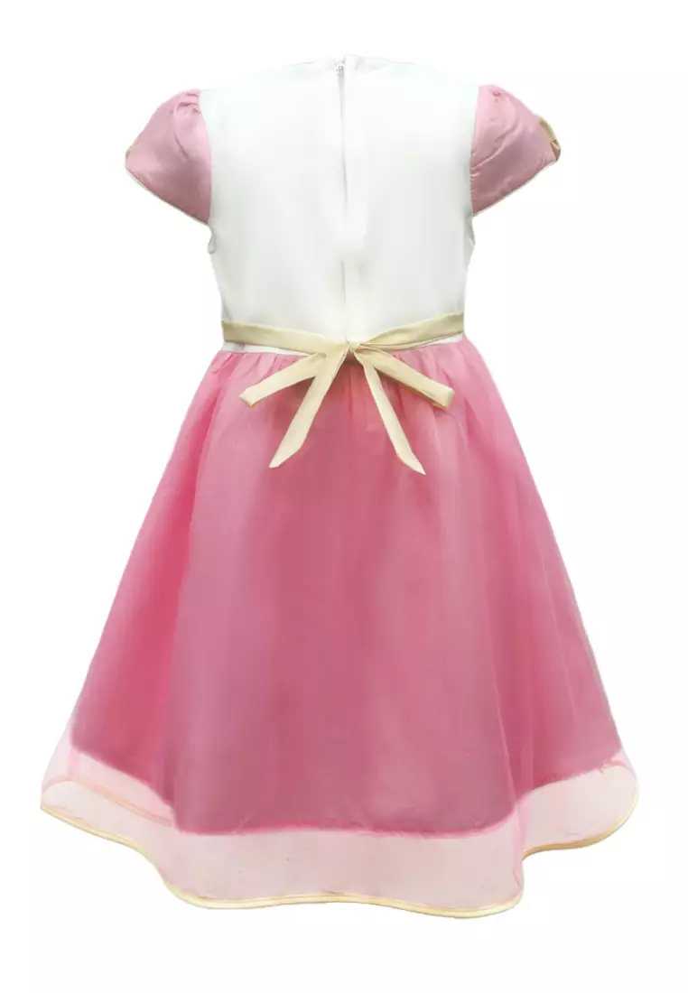 Two Mix Baju Anak Anak Perempuan - Dress Anak Cewek Fashion Bahan Kaos dan Satin Usia 1-12 Tahun 4258