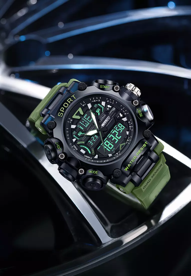 Jam Tangan Pria Digital Anti Air Original Olahraga Multifungsi Bercahaya Alarm Jam Tangan Cowok green