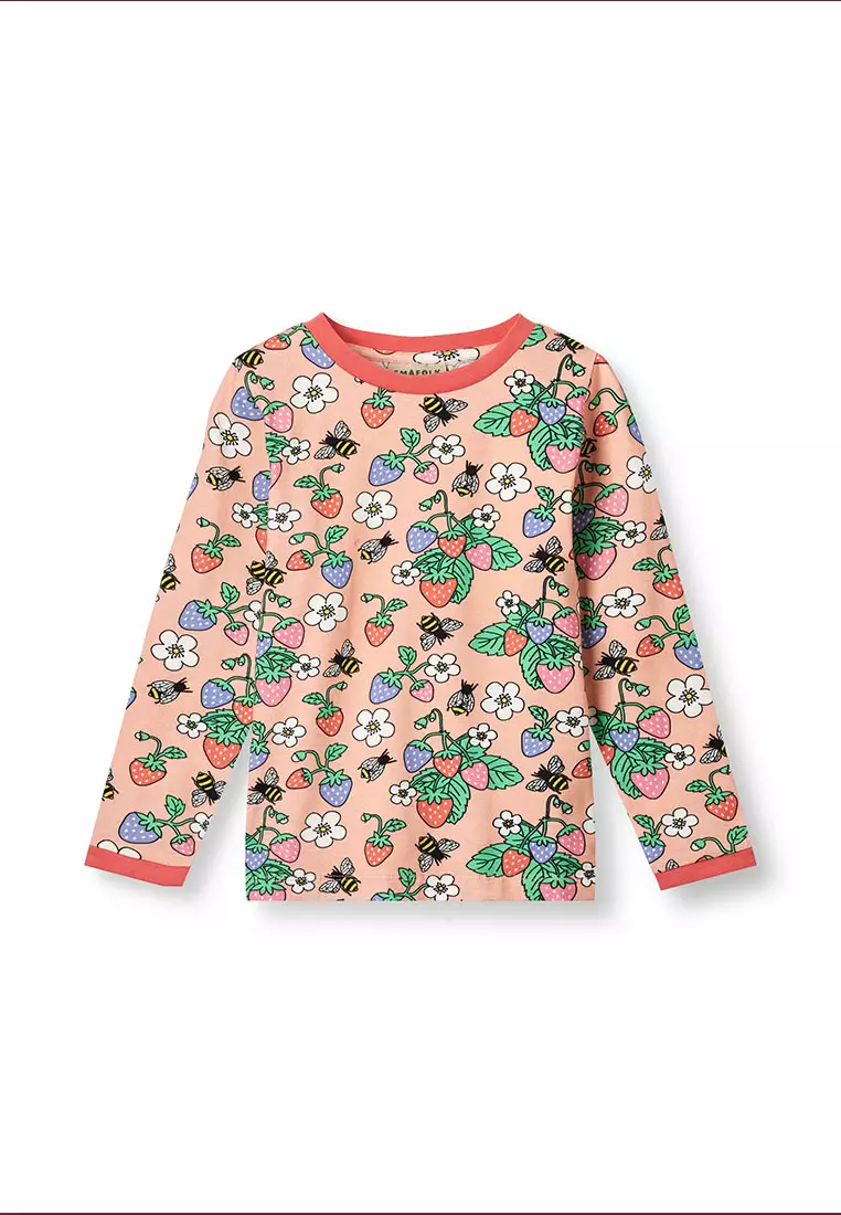Long-sleeved top with strawberries