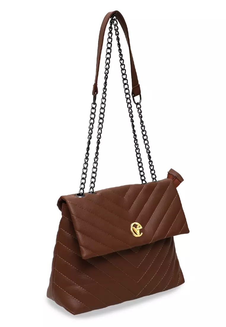Alfiyah Tas Selempang Wanita Design Elegant Motif Simetris - Coffe