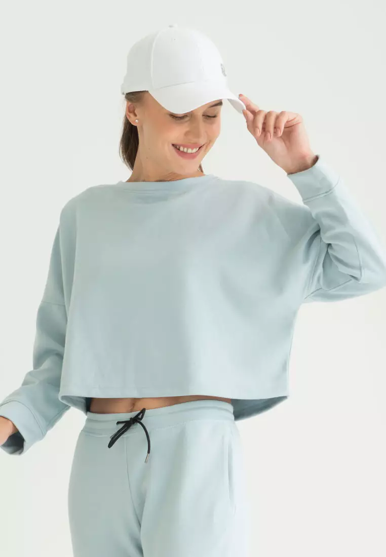 Loraine Long Sleeve Crop Top - Baby Blue