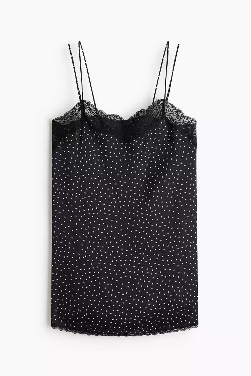 Lace-trimmed satin nightslip
