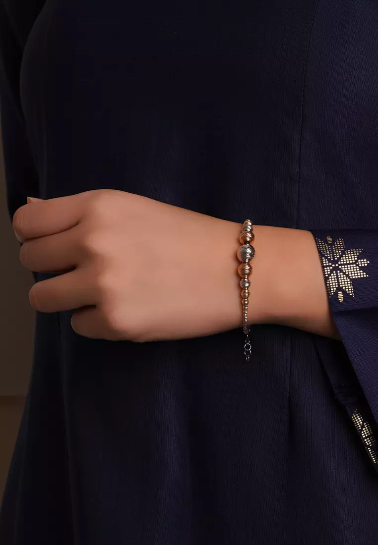 TOMEI Dual-Tone Sparkling Balls Bracelet, White+Rose Gold 585 (X3DCBCB203143-III/5)