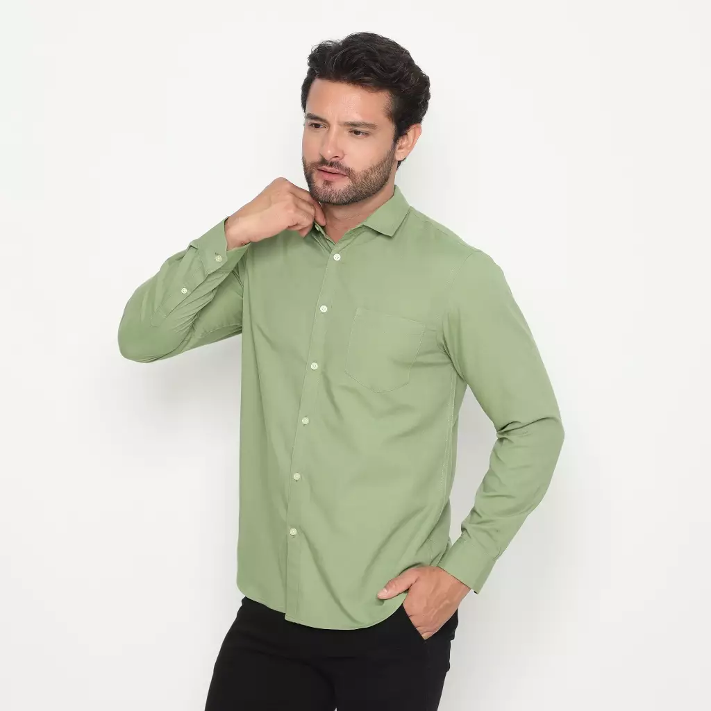 AMK Kemeja Pria Lengan Panjang SHS ANDREW L/S Sage Green