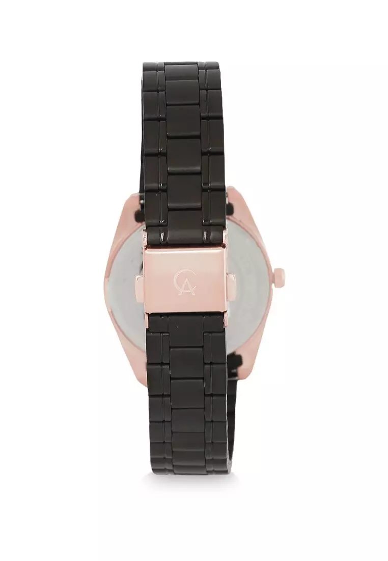 Alexandre Christie Jam Tangan Wanita - Black Rosegold - Stainless Steel - 8660 LDBBRBA