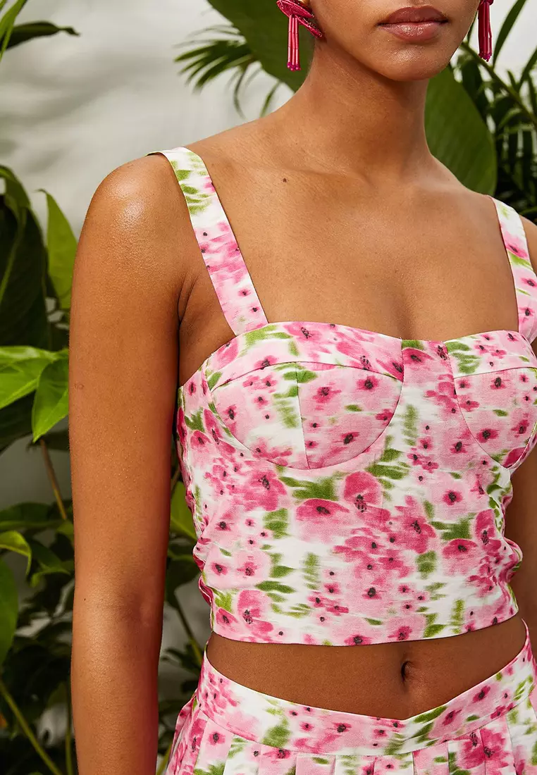 Corset Bustier Floral Strap Top