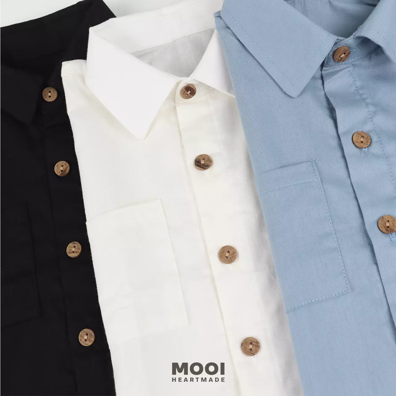 Mooi Kemeja Anak Laki-laki Akio Boxy Shirt Pocket - Dusty Blue