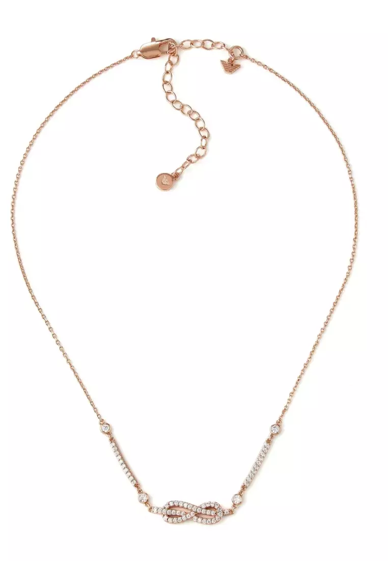 鍍玫瑰金色銅製閃石女士項鏈 (EGS3108221)