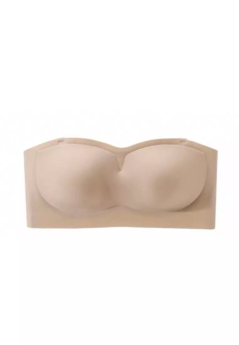 Ellie Anti-slip Non Slip Strapless Wireless Thick Padded Push Up Bra in Nude