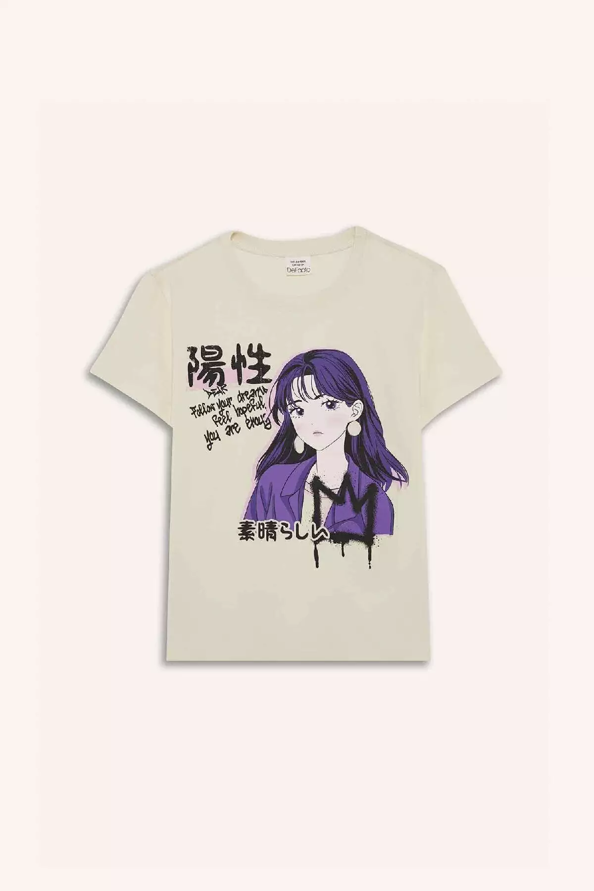Girl's Crew Neck Printed Short Sleeve T-Shirt E0350A825Sm