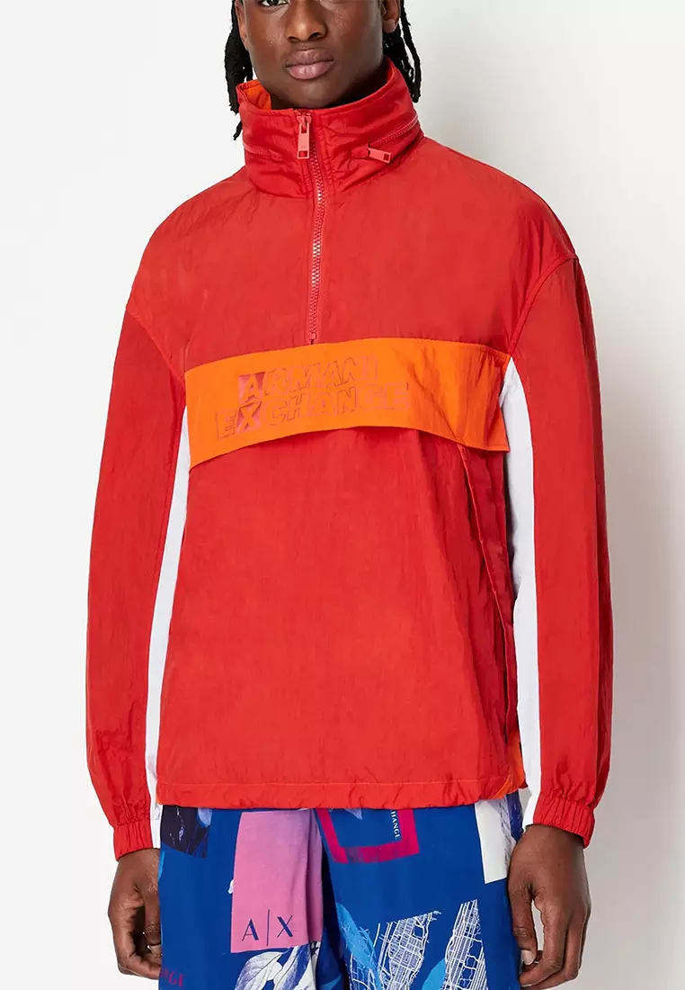 Buy Armani Exchange Recycled Fabric Hooded Windbreaker Orange