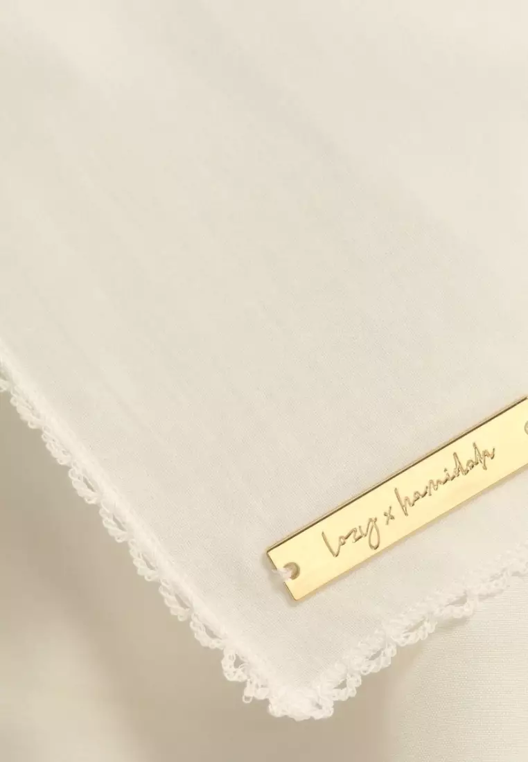 Embroidery Signature Shawl White