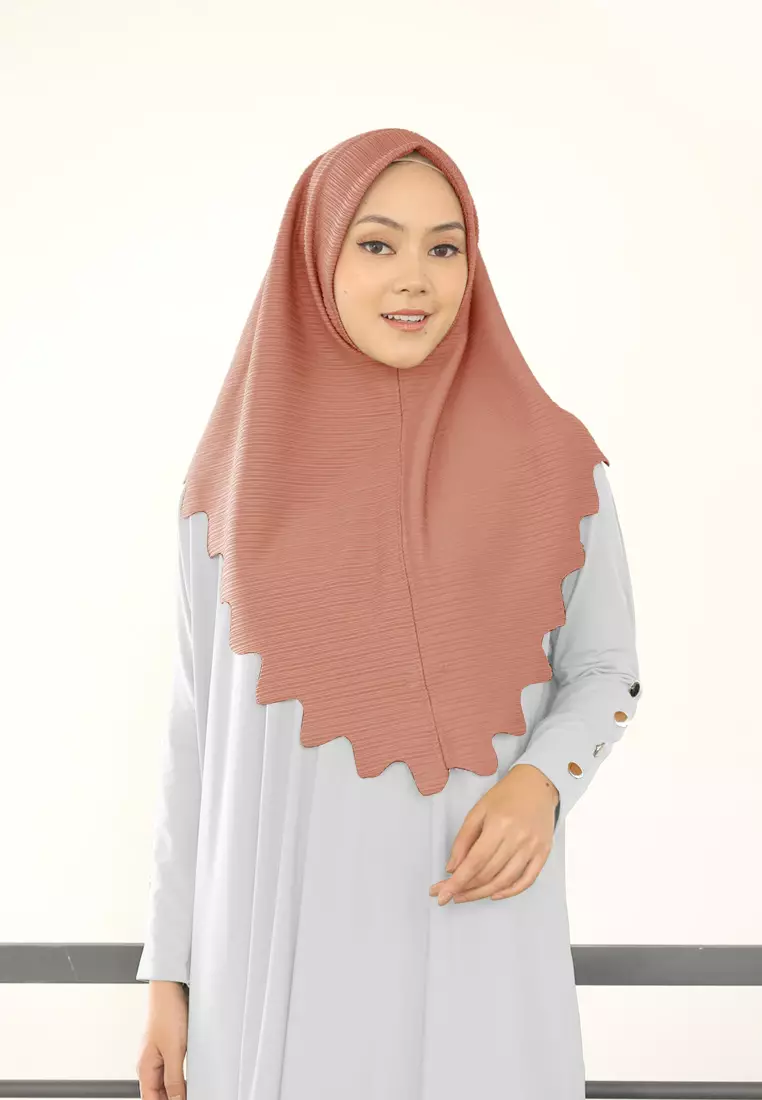Cotton Bee - Marsha Bergo | Hijab Instan Jersey Tekstur  - Orange Cinnamon