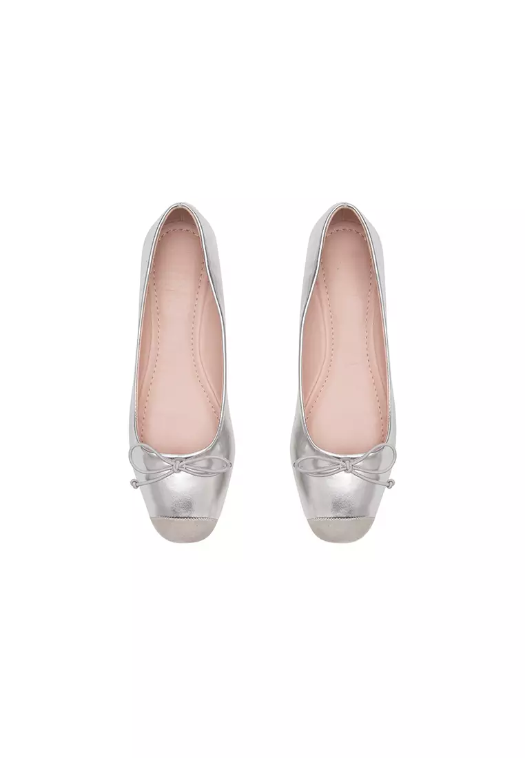 DUO TONE SQUARE TOE FLAT BALLERINA