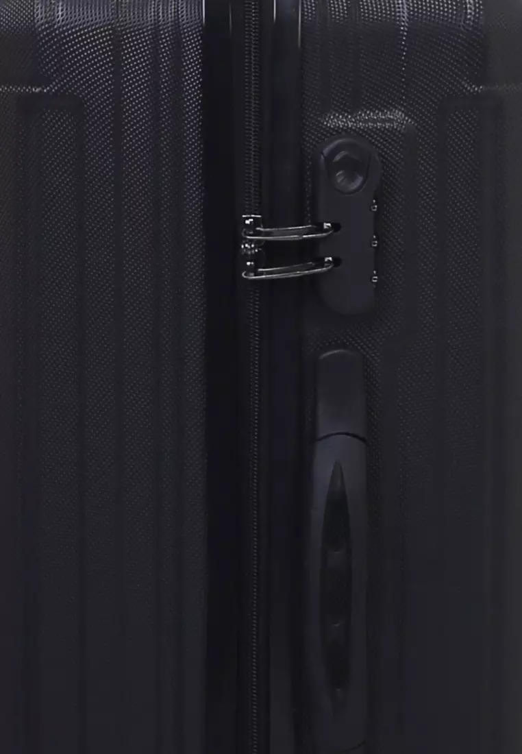 Isvara Tas Koper Hardcase Unisex One Set Suitcase Number Code Combination Lock Large Compartment Material ABS+PVC Coated ORIGINAL - Black