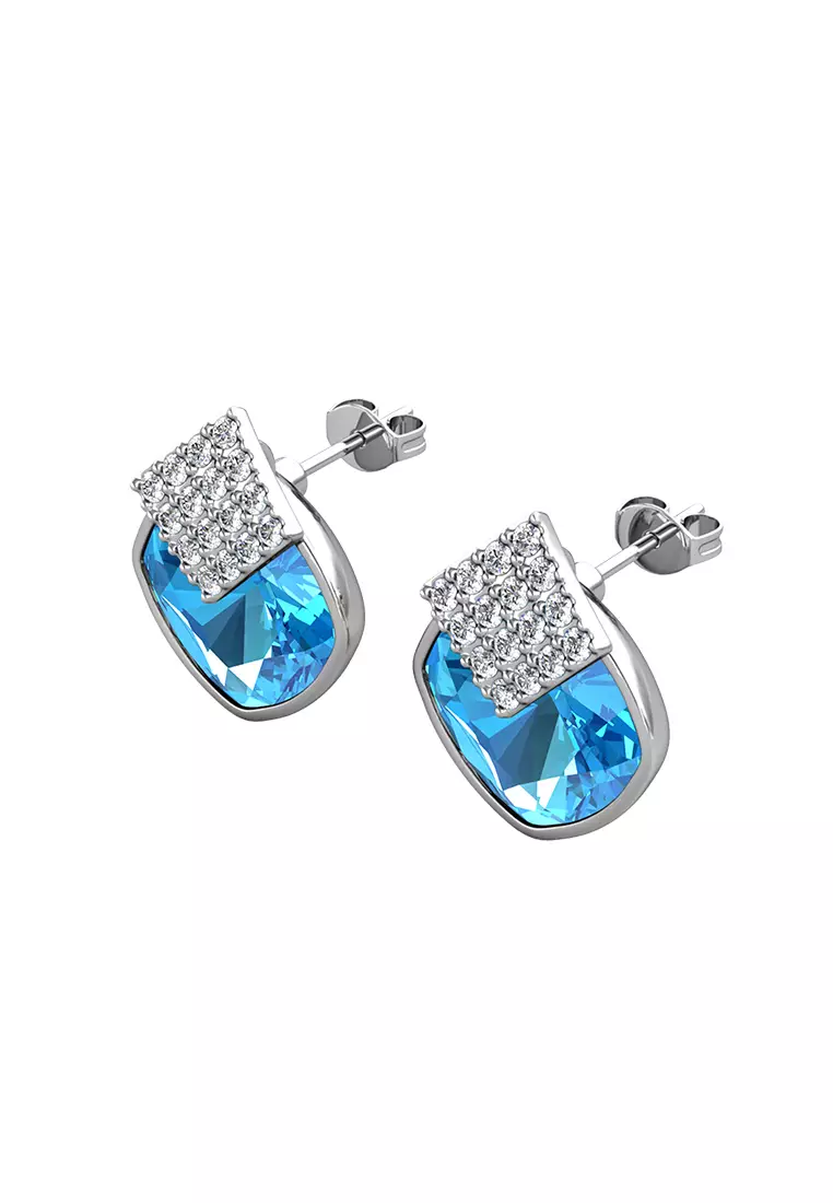 Diamond Lucid Earring Blue WG - Anting Crystal Swarovski by Her Jewellery