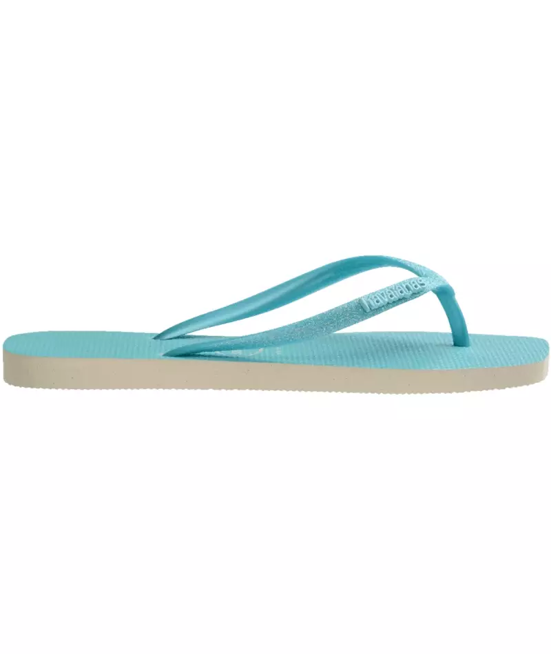 [ONLINE EXCLUSIVE] Havaianas 8747 Slim Square Glitter Neon Beige/Blue - Sandal Wanita