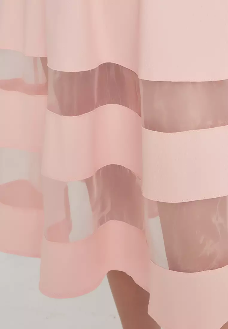 Original Design Elegant Temperament Sleeveless V-Neck Transparent Color block A-Line One Piece Dress B22041206PI