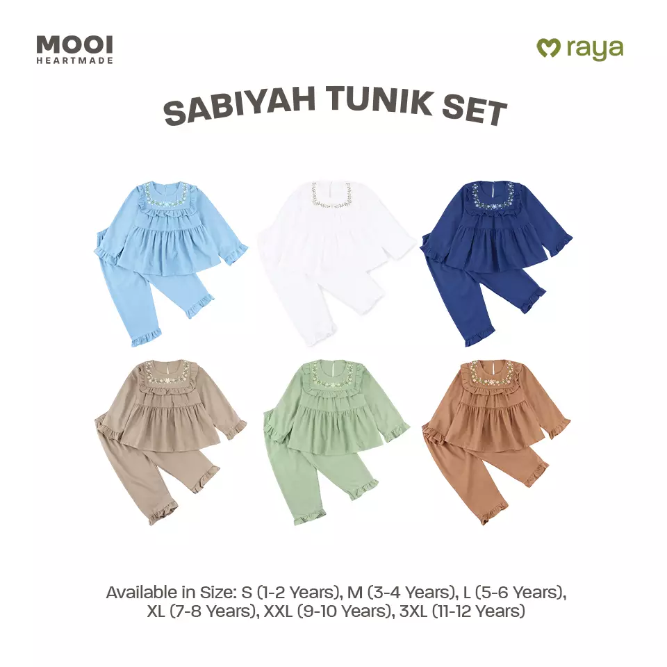 Mooi Setelan Anak Perempuan Raya Collection Sabiyah Tunic Set - White