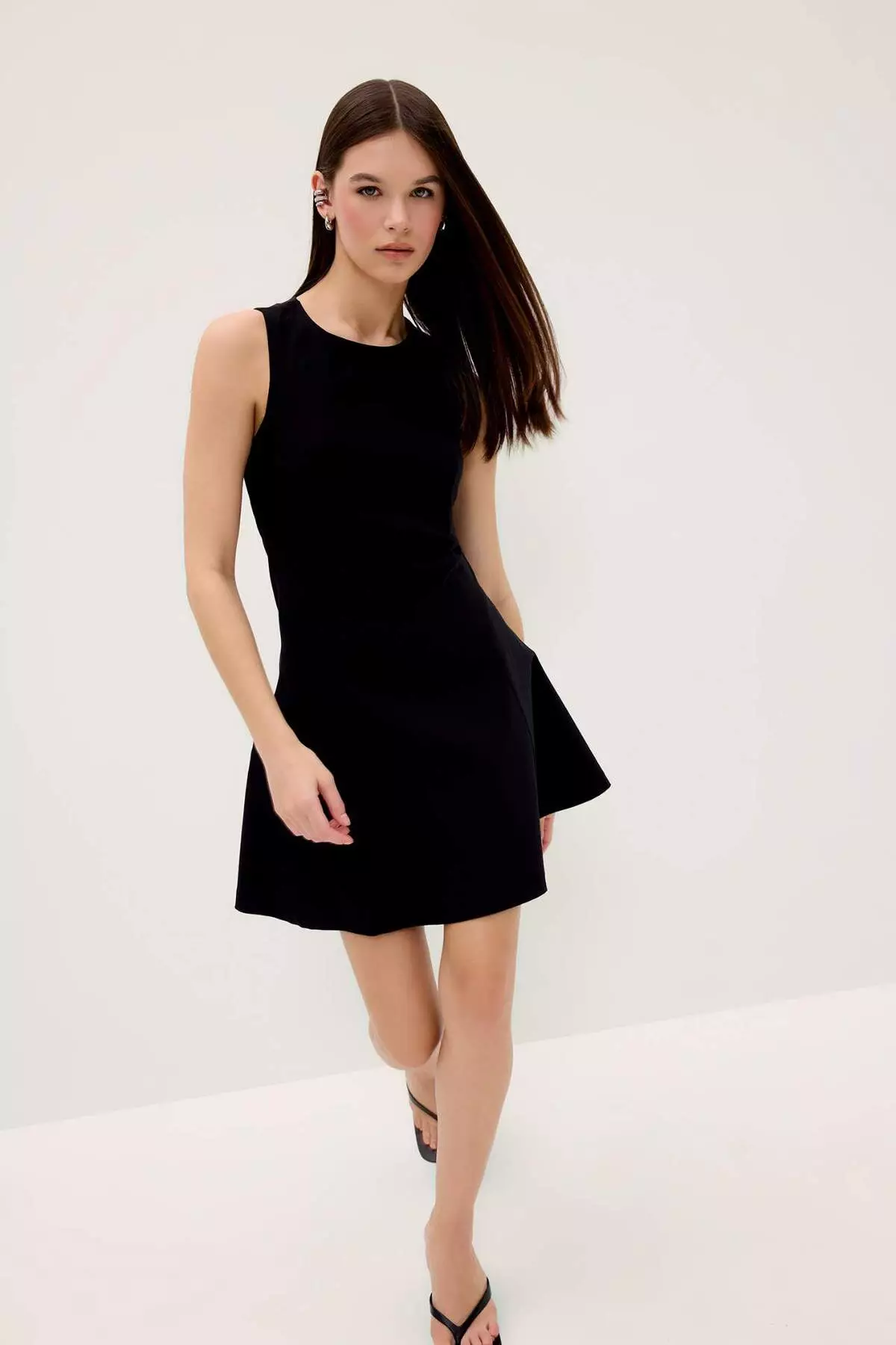 Boat Neck Basic Plain Sleeveless Mini Dress F0205Ax25Sp