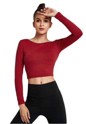 B-Code red ZWG1101a-Lady Quick Drying Running Fitness Yoga Sports Top-Red C9594AA4E49FFEGS_1