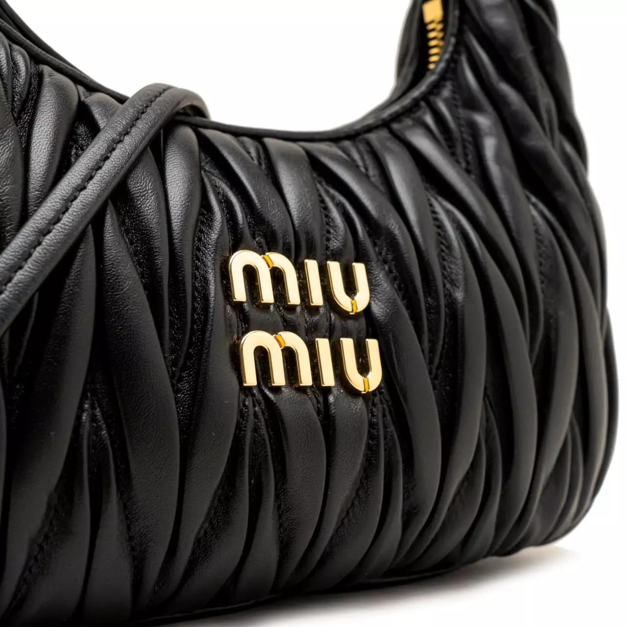 Wander Matelassé Nappa Leather Hobo Bag Black