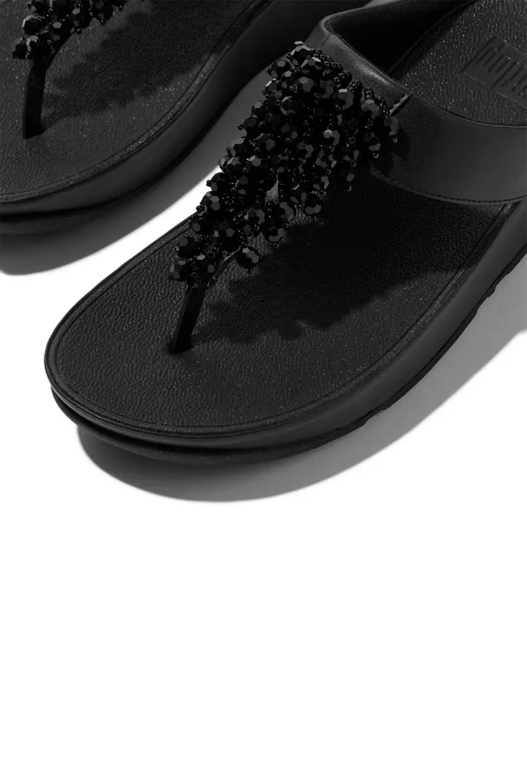 FitFlop RUMBA Beaded Toe-Post Sandals - All Black (B5R-090)