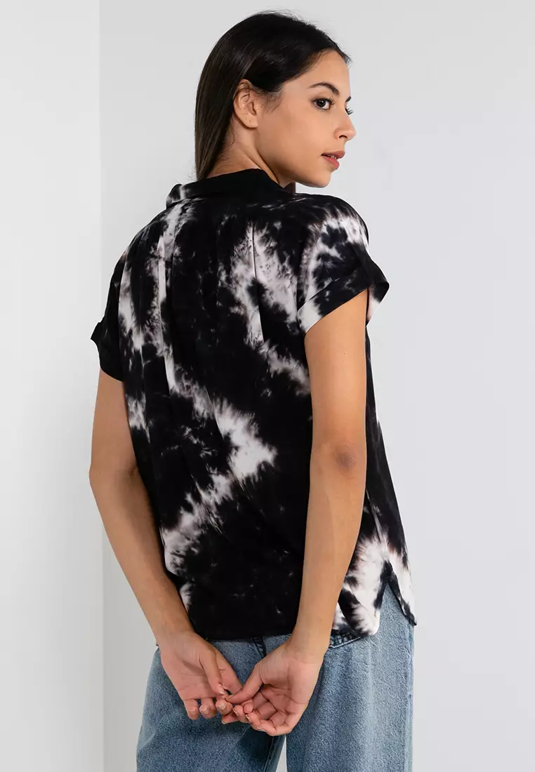 Bar & Shield Tie Dye Button Down Shirt