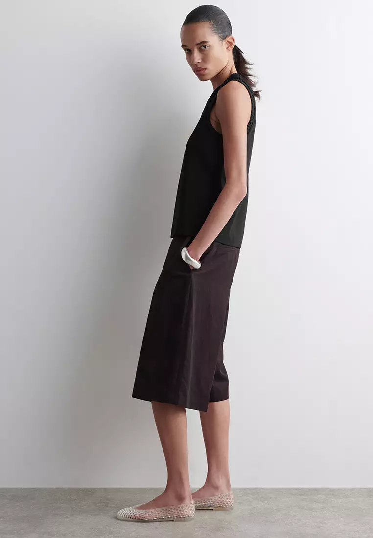 Gathered Cotton Tank Top