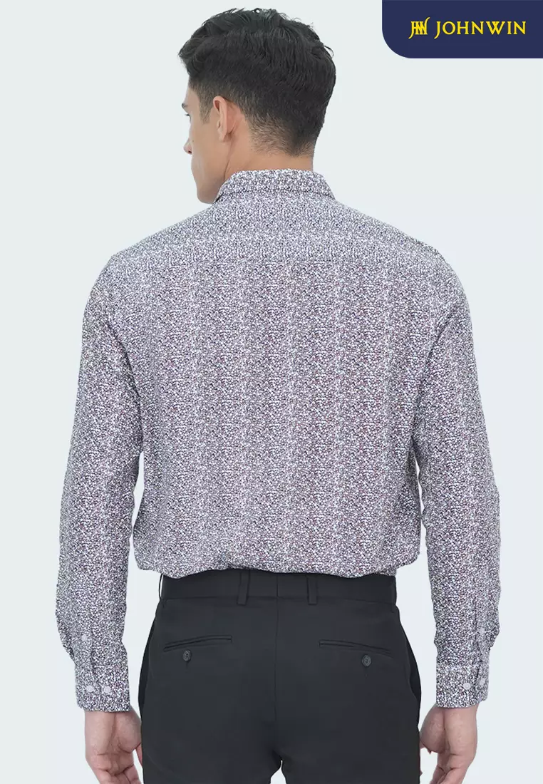 Johnwin - Kemeja Formal - Full Motif - Single Pocket - Regular Fit - Multi Color - FSH.650.K251.1002.C-L/S