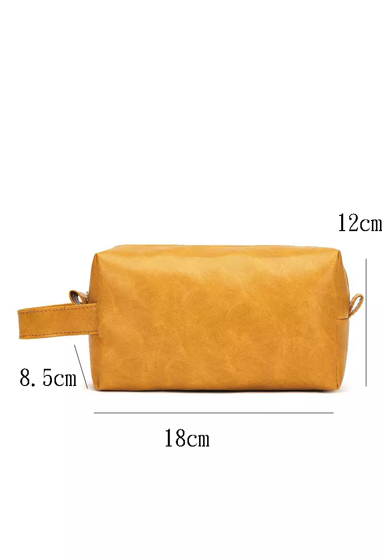 Fashion PU Leather Pencil Pouch Small Cosmetic Makeup Bag Pencil Case 18cm  Length