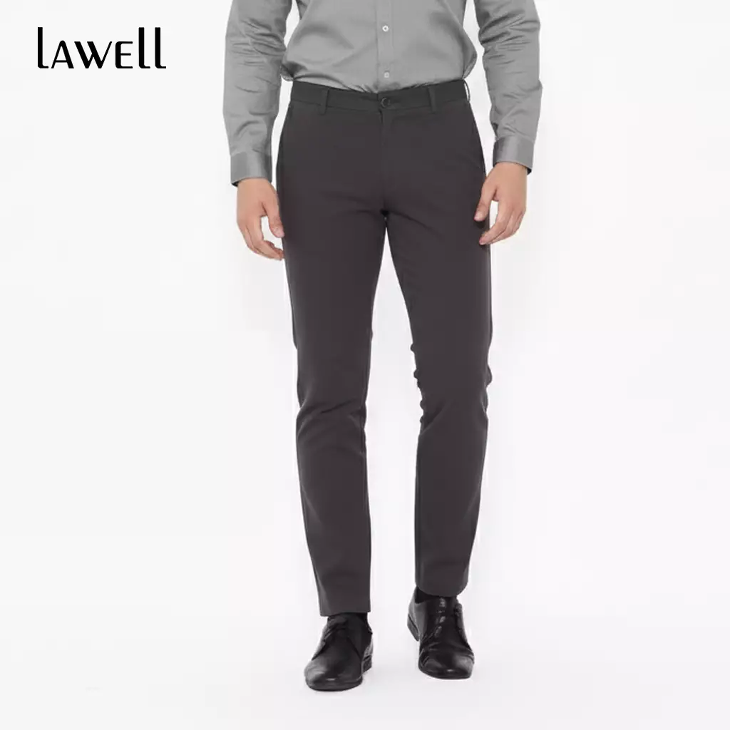 Lawell Celana Chino Panjang Pria Slim Fit - Bawahan Polos Branded Kualitas Premium | Nyaman untuk Kerja & Kasual | Warna Dark Grey