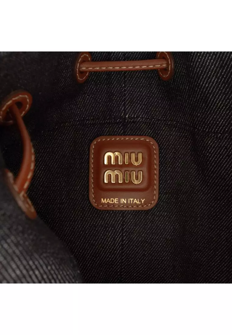 Pre-Loved Miu Miu Denim Logo Bucket Bag