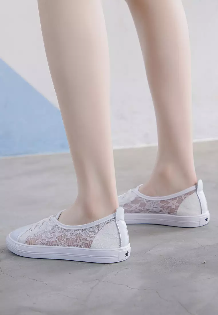 Comfortable Lace Stitched Leather Sneakers RX12968