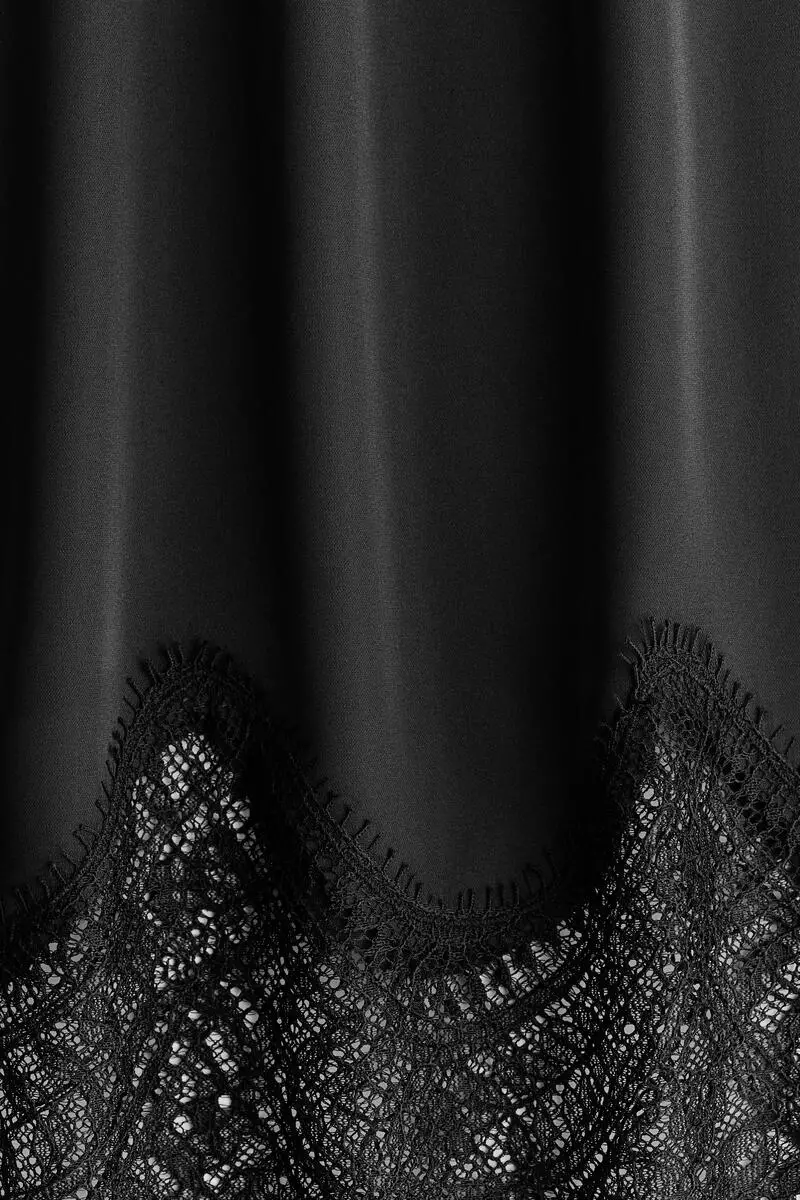 Lace-trimmed satin skirt