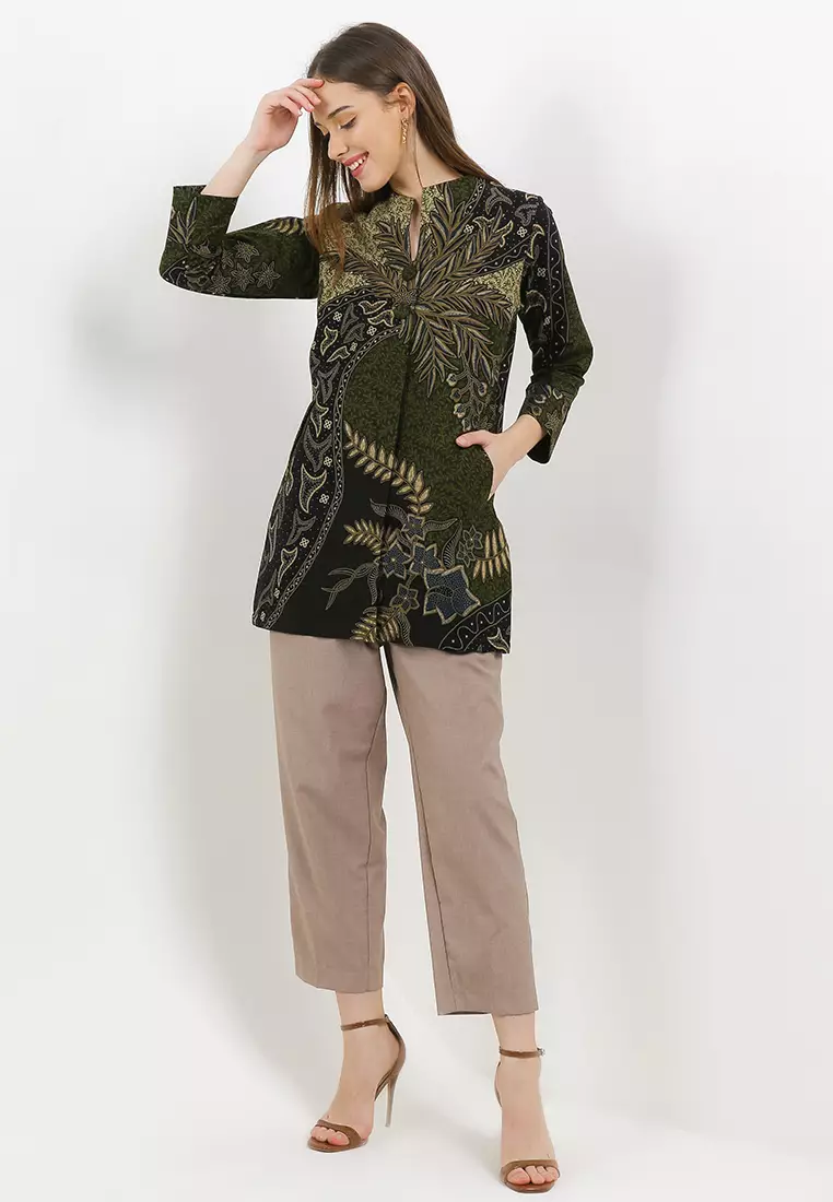 BATIK TALENTA EXCLUSIVE batik wanita blous BUNGGA HIJAU 02