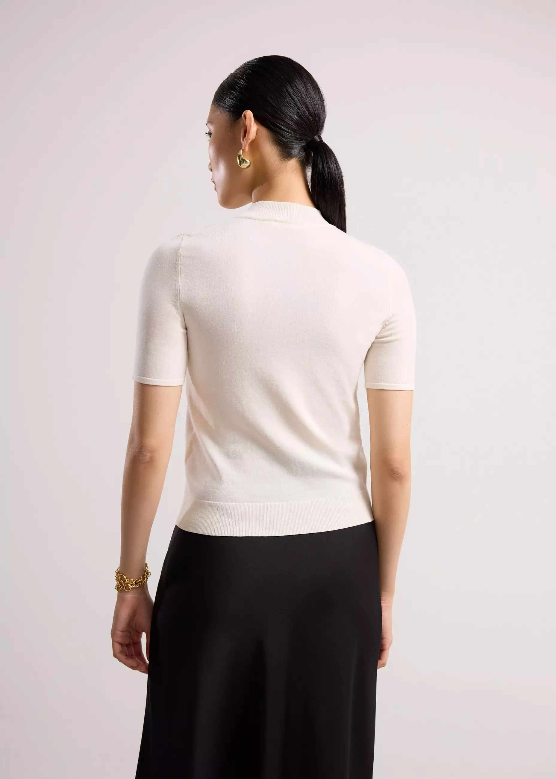 Atasan Wanita - Noorie Lyocell Mock Neck Fitted Top