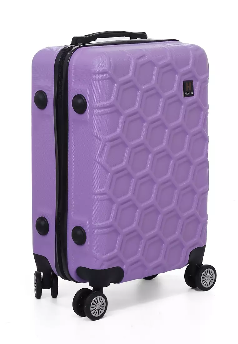 Carlton Koper Hardcase Desain Hexagon Size 20 Inch Suitcase Unisex with Rear Compartment Rubber Slot Material ABS+PVC Coated ORIGINAL - Lilac