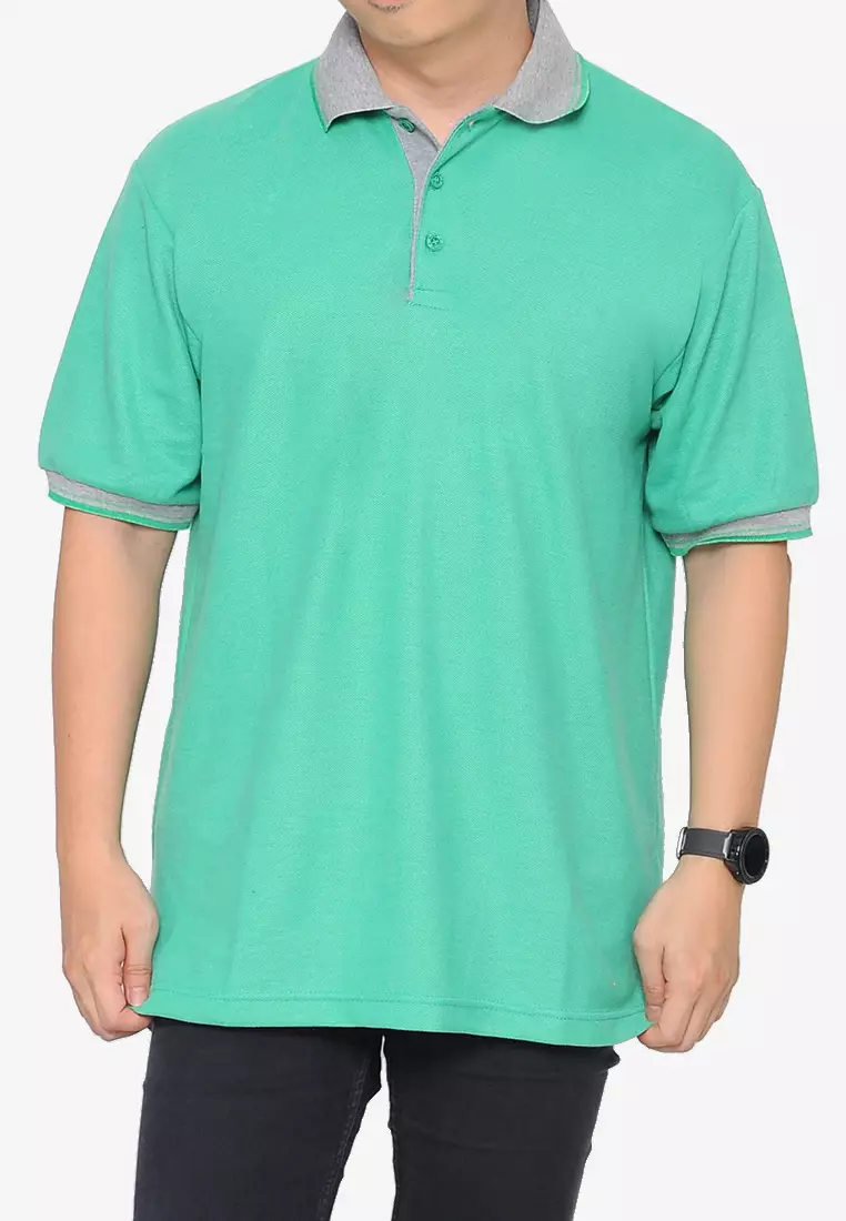 Andre Michel Kaos Polo Shirt Lengan Pendek Kerah Abu Hijau Salem 933-51