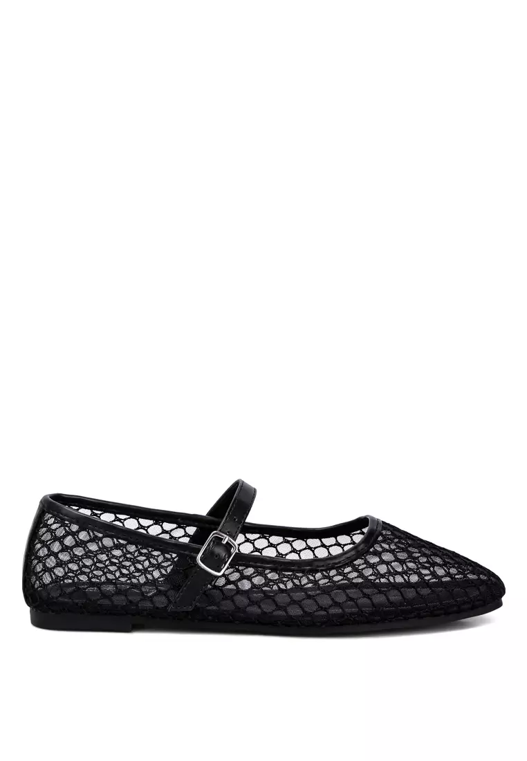 Discount on London Rag  shoes - SKU: Mesh Mary Jane Flats In Black