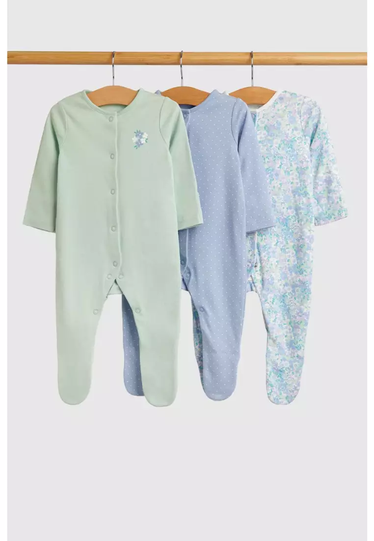 Buy Mothercare Blue Floral Baby Sleepsuits Pack 2025 Online