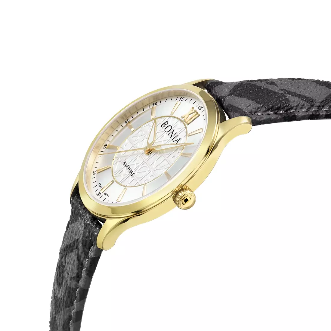Jam Tangan Pria Bonia Monogram Gold B10771-1213 Original