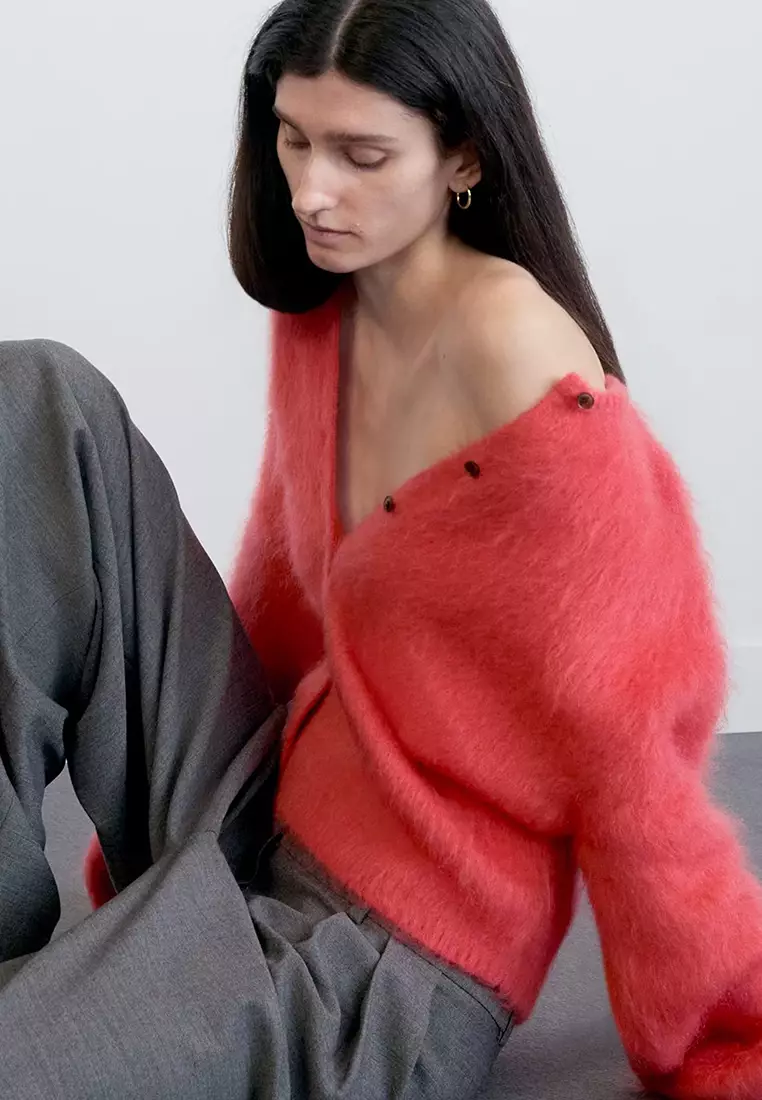 Brushed Mohair-Blend Cardigan