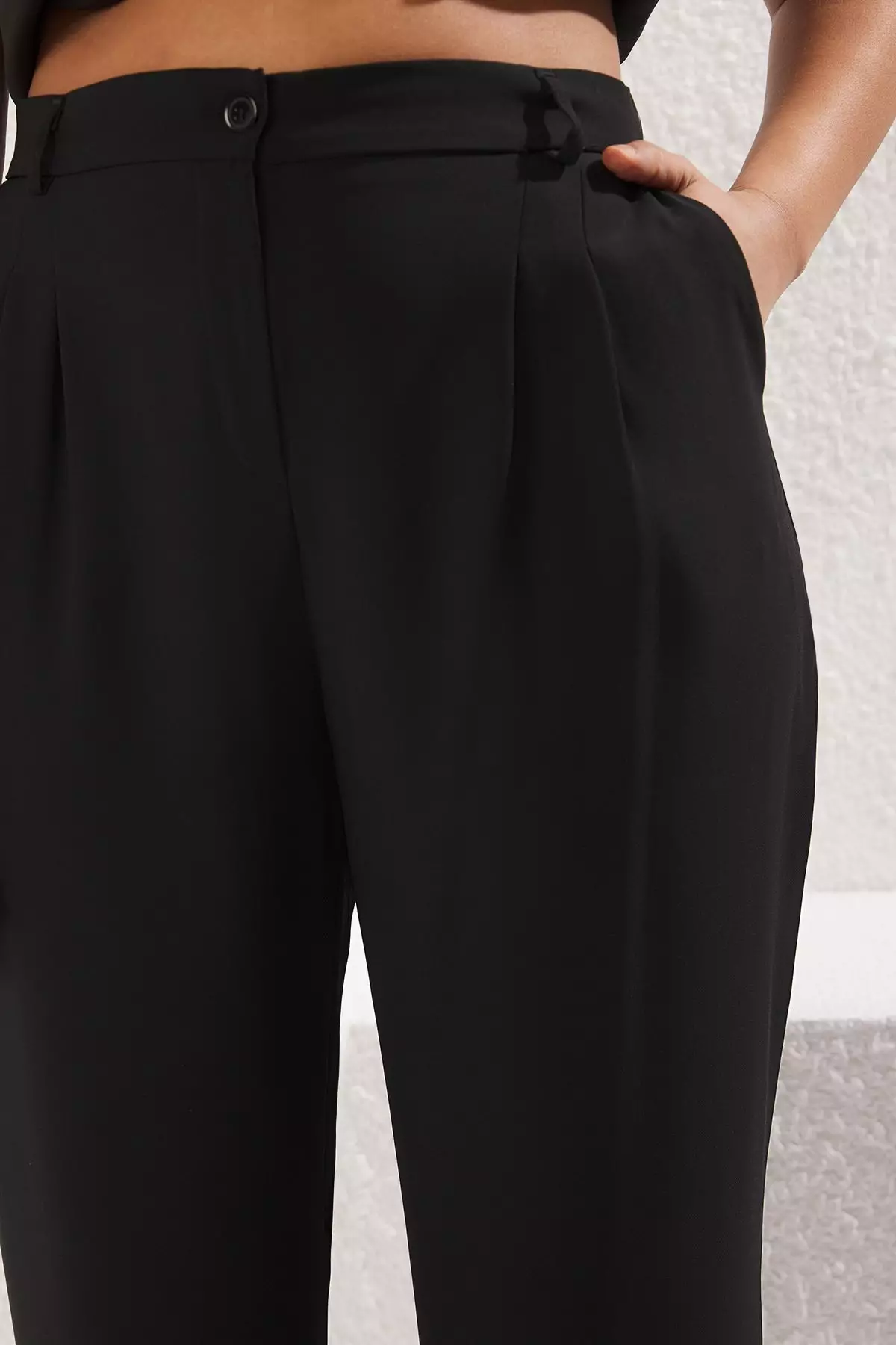 High Waist Wide Leg Pleated Trousers