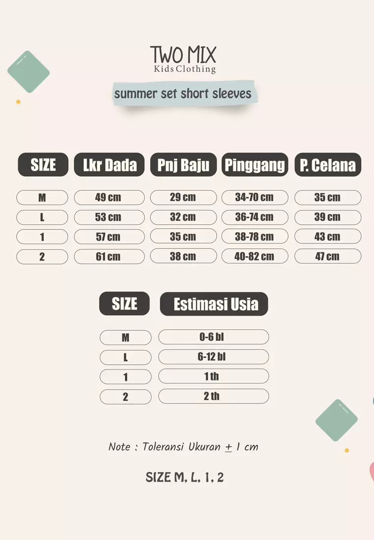 Two Mix - One Set Outfit Setelan Baju Bayi Anak Laki-Laki / Perempuan Celana Panjang 0 6 12 Bulan - 1 2 Tahun 4360B Salem