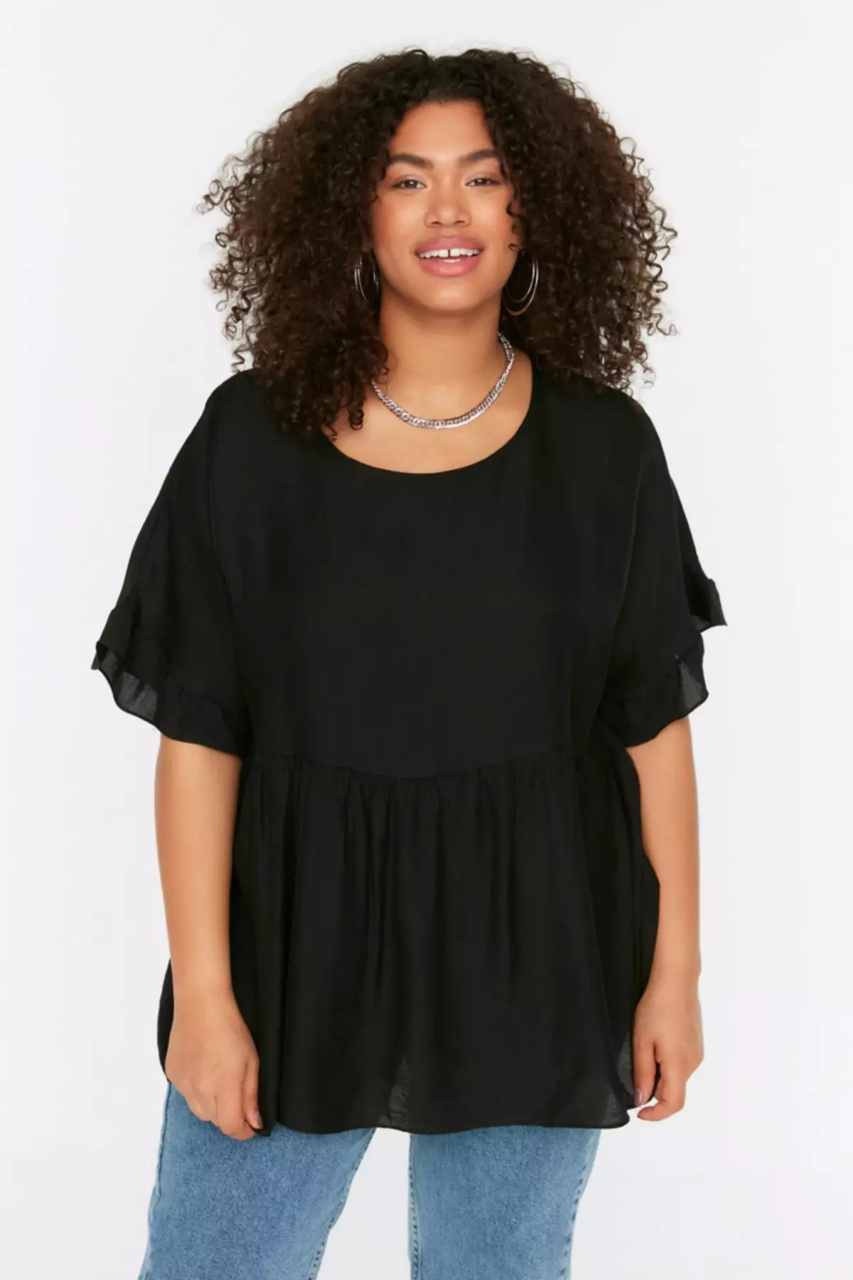 Plus Size Ruffle Woven Blouse