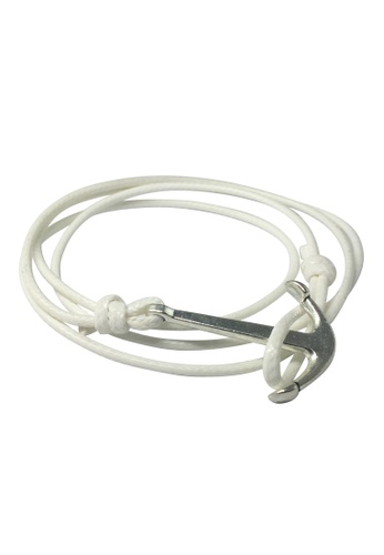 Splice Cufflinks white Ore Series White Cord Silver Anchor Bracelet SP744AC41XJUSG_1
