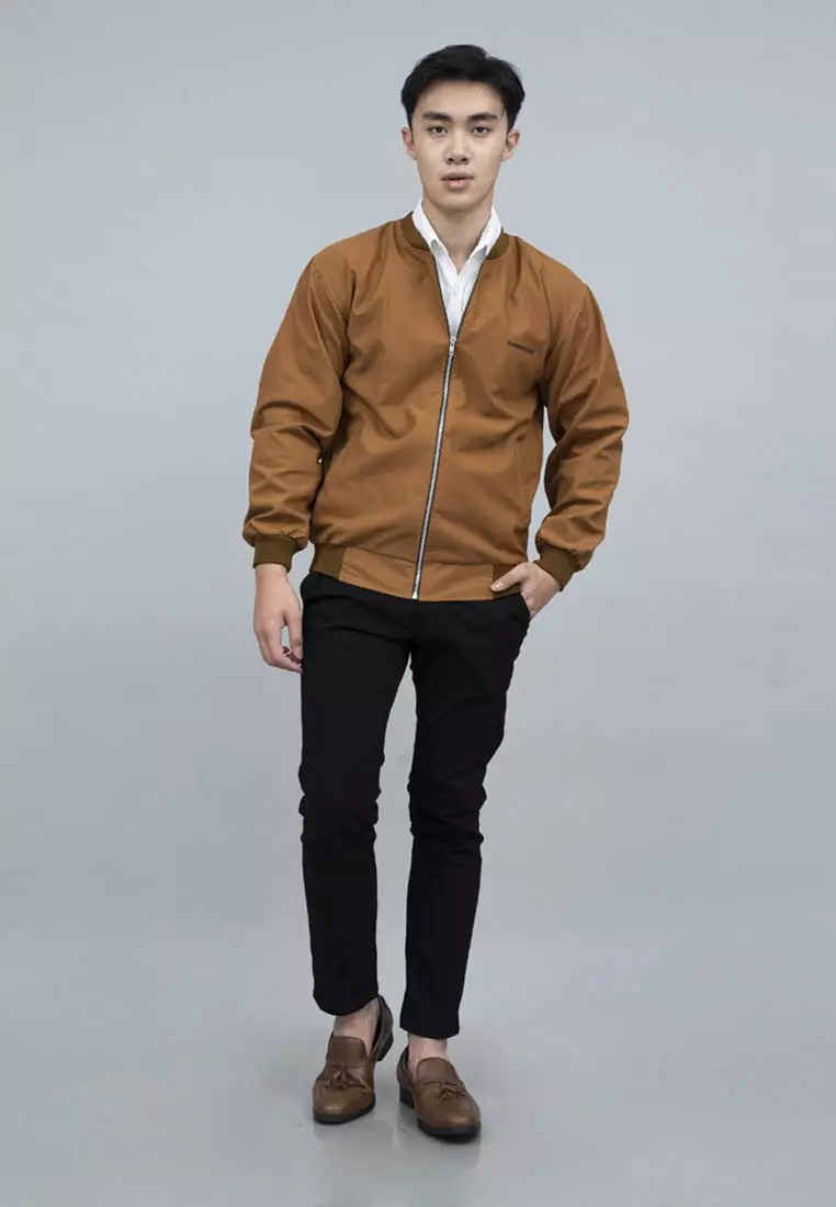 Houseofcuff Jaket Bomber Polos Windbreaker Cokelat