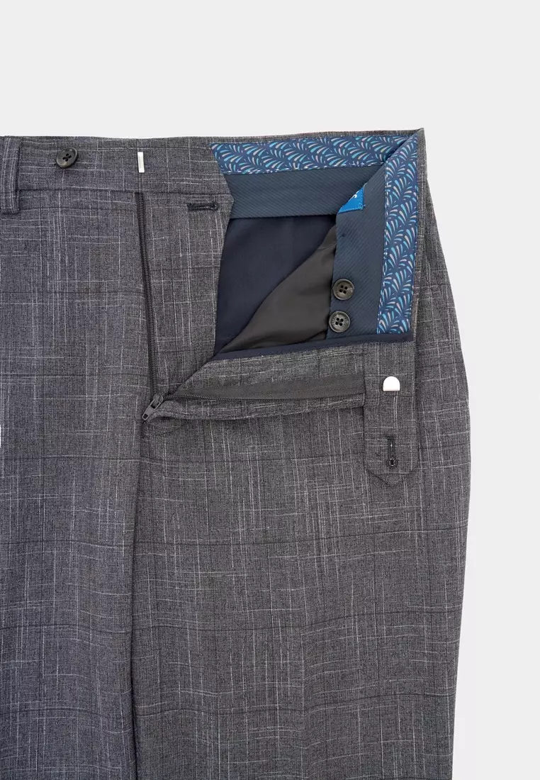 Dark Grey textured Slim Trousers
