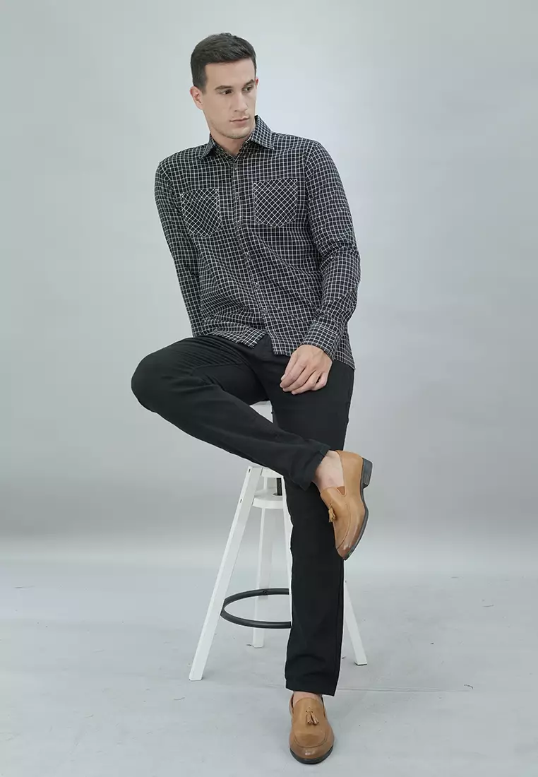LGS - Macario Shirt - Kemeja Casual Pria - Lengan Panjang - Motif Kotak-Kotak - Reguler Fit Kain Katun